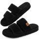 thumbnail image 1 of Pantuflas negras de doble tira con memoria de espuma LongBay para mujer, talla 9-10, 1 of 6