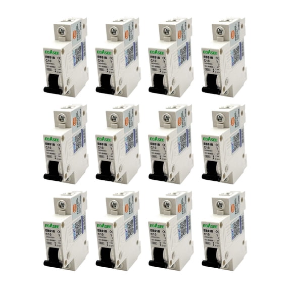 Pack 12 Interruptor Automático Ebasee 1x 10a Curva C 6ka Sec