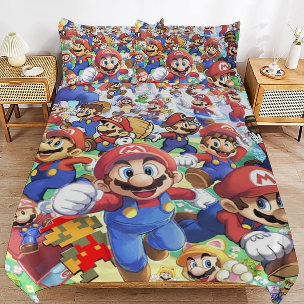 Super Mario Duvet Cover Set 3 Piece Bedding Set Double Sided Printing Decorative Comforter Cover Set