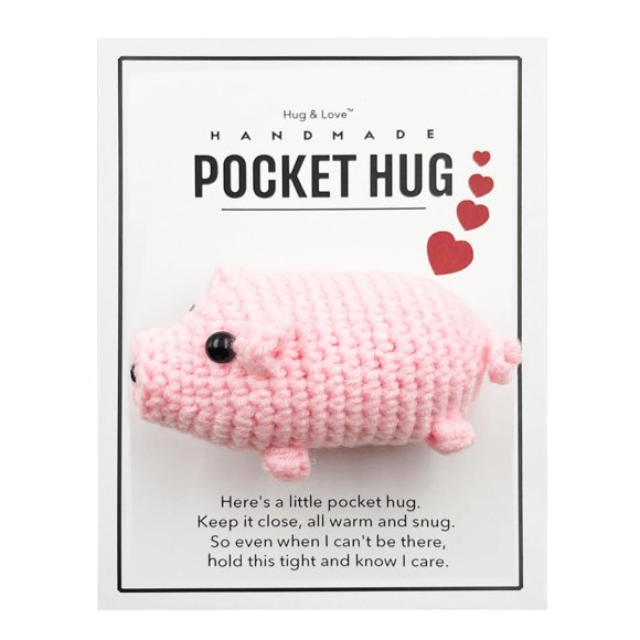Token de Abrazo Artesanal de Crochet Cerdito Hug & Love