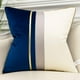 thumbnail image 1 of Funda de cojín de terciopelo con diseño de rayas de cuero azul marino, blanco y dorado, con diseño de patchwork, moderna y lujosa, para sofá, sala de estar, dormitorio y coche., 1 of 7
