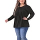 thumbnail image 4 of Agnes Orinda Conjuntos de Halloween Tops para Mujer de Talla Grande Blusas Elegantes de Manga Larga con Cuello Redondo Plisado Camisas Sueltas Casuales 3X Negro, 4 of 5