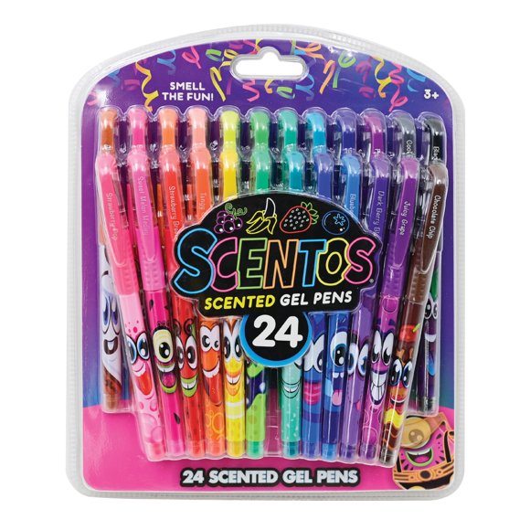 Bolígrafos de Gel Scentos 24 Unidades Neón con Aroma Frutal y Punta Fina