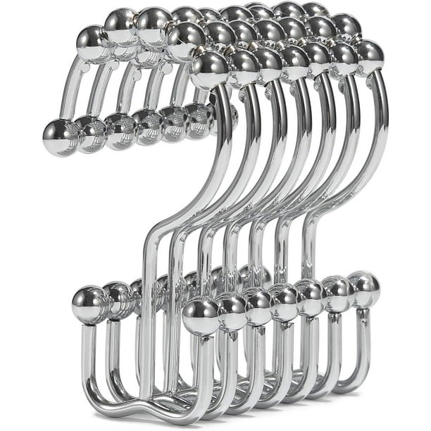 Ganchos para cortina de ducha, anillos para cortina de ducha, ganchos de acero inoxidable para cortina de ducha, ganchos dobles deslizantes antioxidantes para cortinas, cortinas de ducha y revestimien