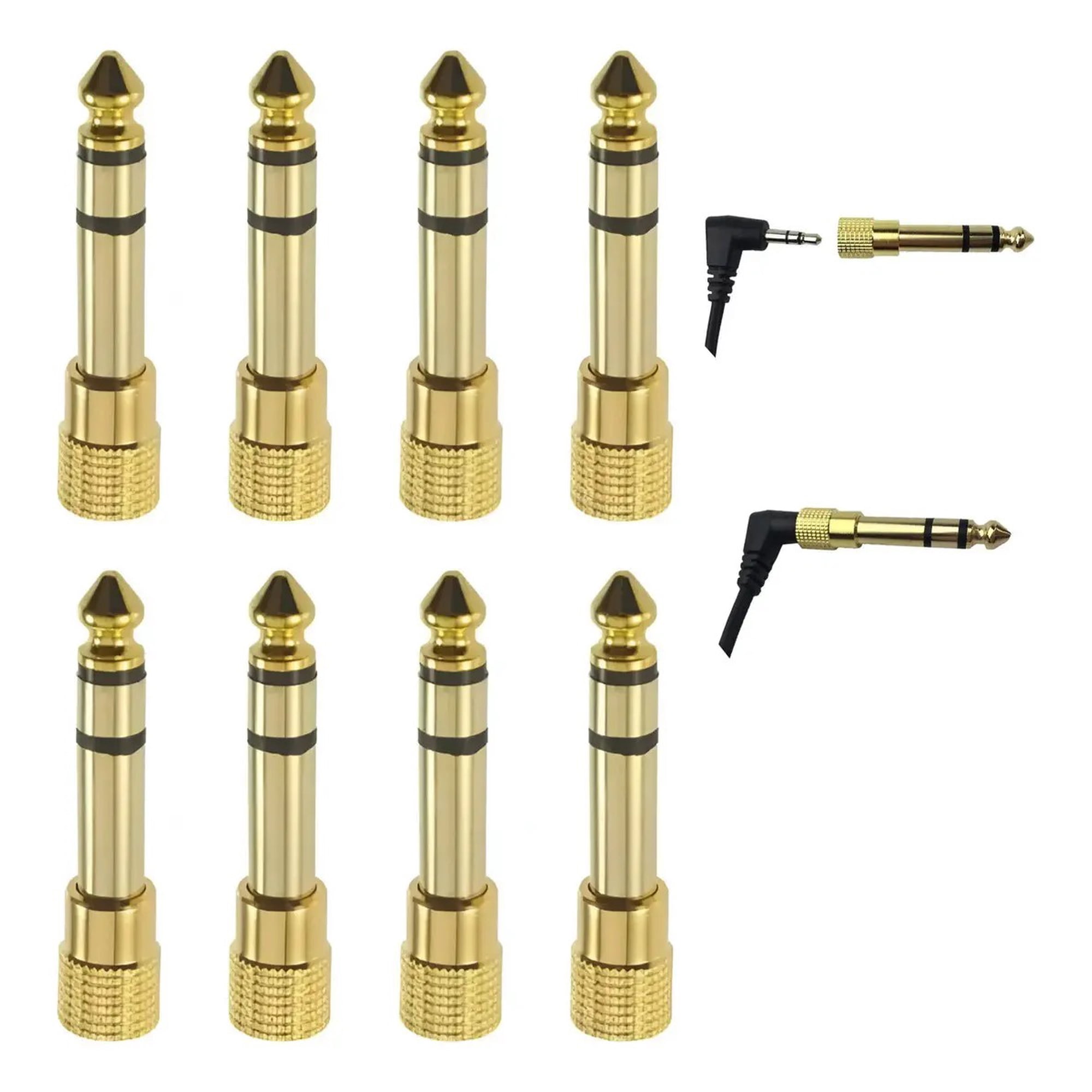 Genérica - Pack 8 Adaptadores Audio Plug 3.5 A 6.5 Estéreo Oro