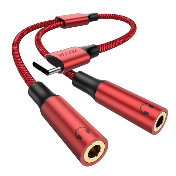 Adaptador MOSWAG Tipo C a Doble Salida Aux de 3,5 mm (Y)