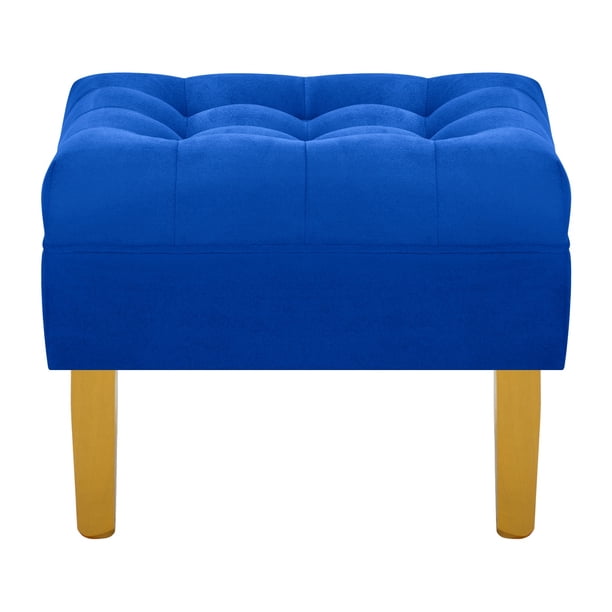 Pouf Wood 1c Felpa 01 Azul Rey
