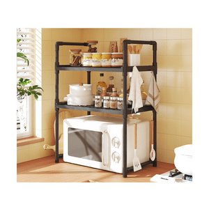 Casa Pagoda - Rack Estante Organizador Microondas Multiusos 3 Niveles Negro