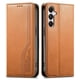 thumbnail image 1 of Funda tipo cartera para Samsung Galaxy A55 de piel con cierre magnético, ranuras para tarjetas y correa para la muñeca Marrón, 1 of 6
