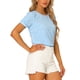thumbnail image 4 of INSPIRE CHIC Blusas Vintage de Cuadros para Mujer con Mangas Cortas Abullonadas Cuello Redondo Camisa Casual L Azul Claro, 4 of 6