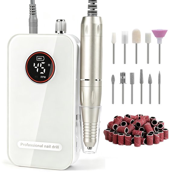 Taladro para uñas HQMPHQ 45000 RPM recargable - Blanco