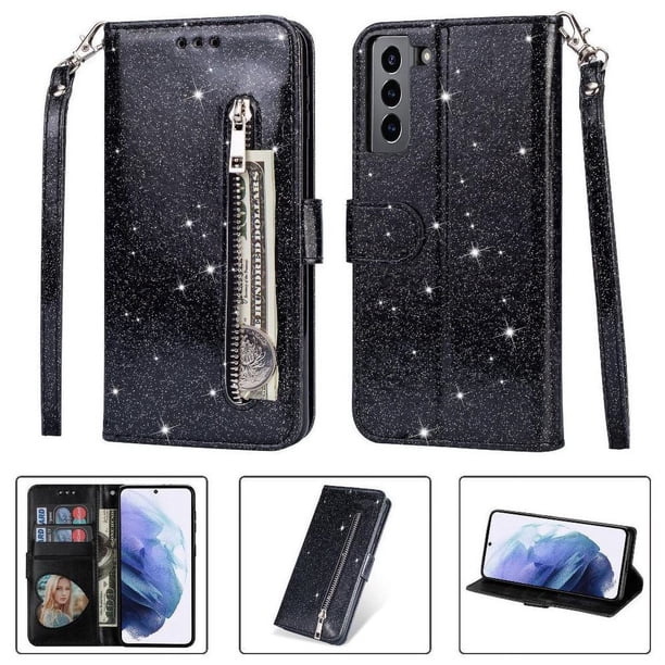 Funda para FOXDOCK Elegante funda Samsung Galaxy S21 5G Glitter con cremallera-Ideal para el uso diario