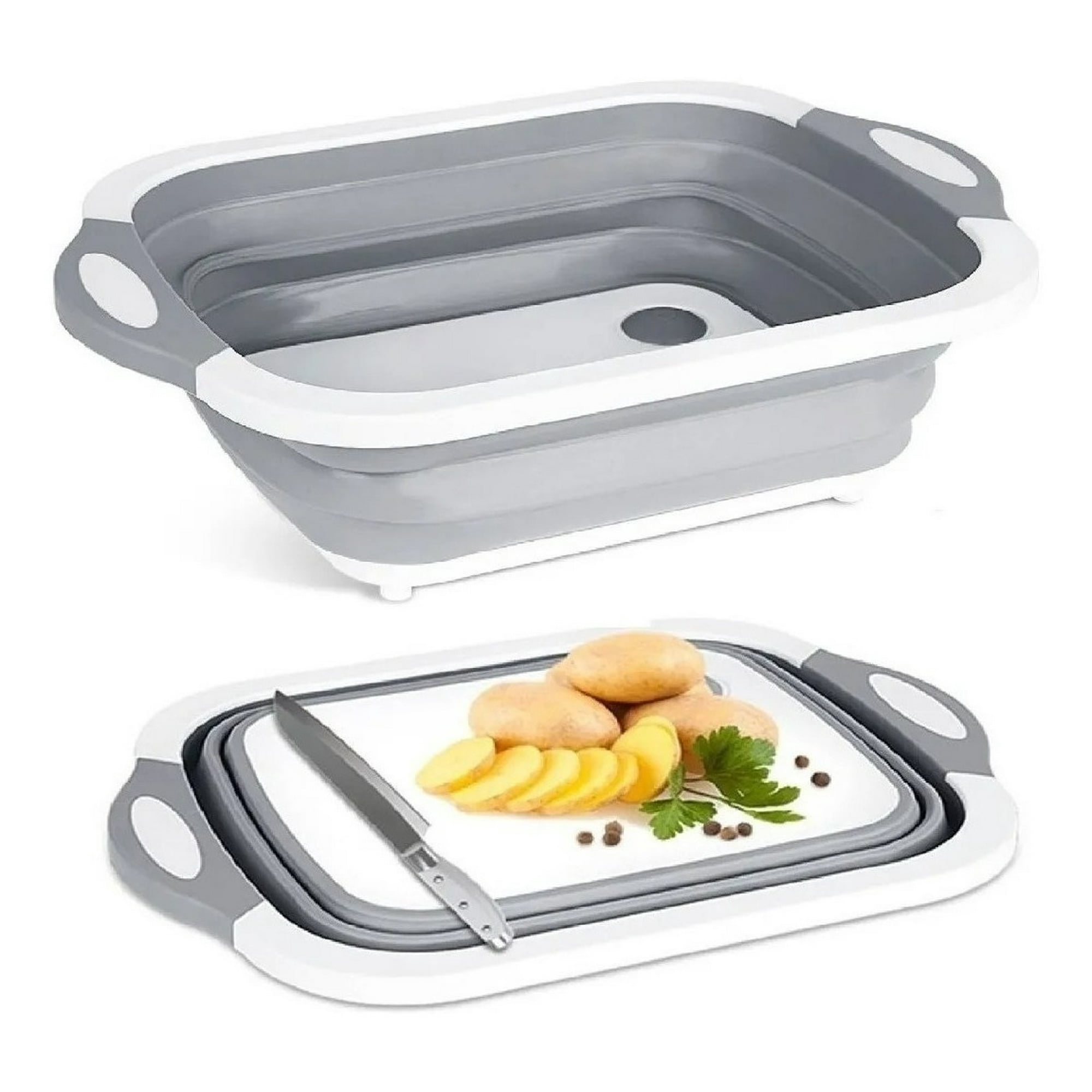 Genérico - Tabla De Cortar 3 En 1 De Silicona Plegable Drenaje Cocina