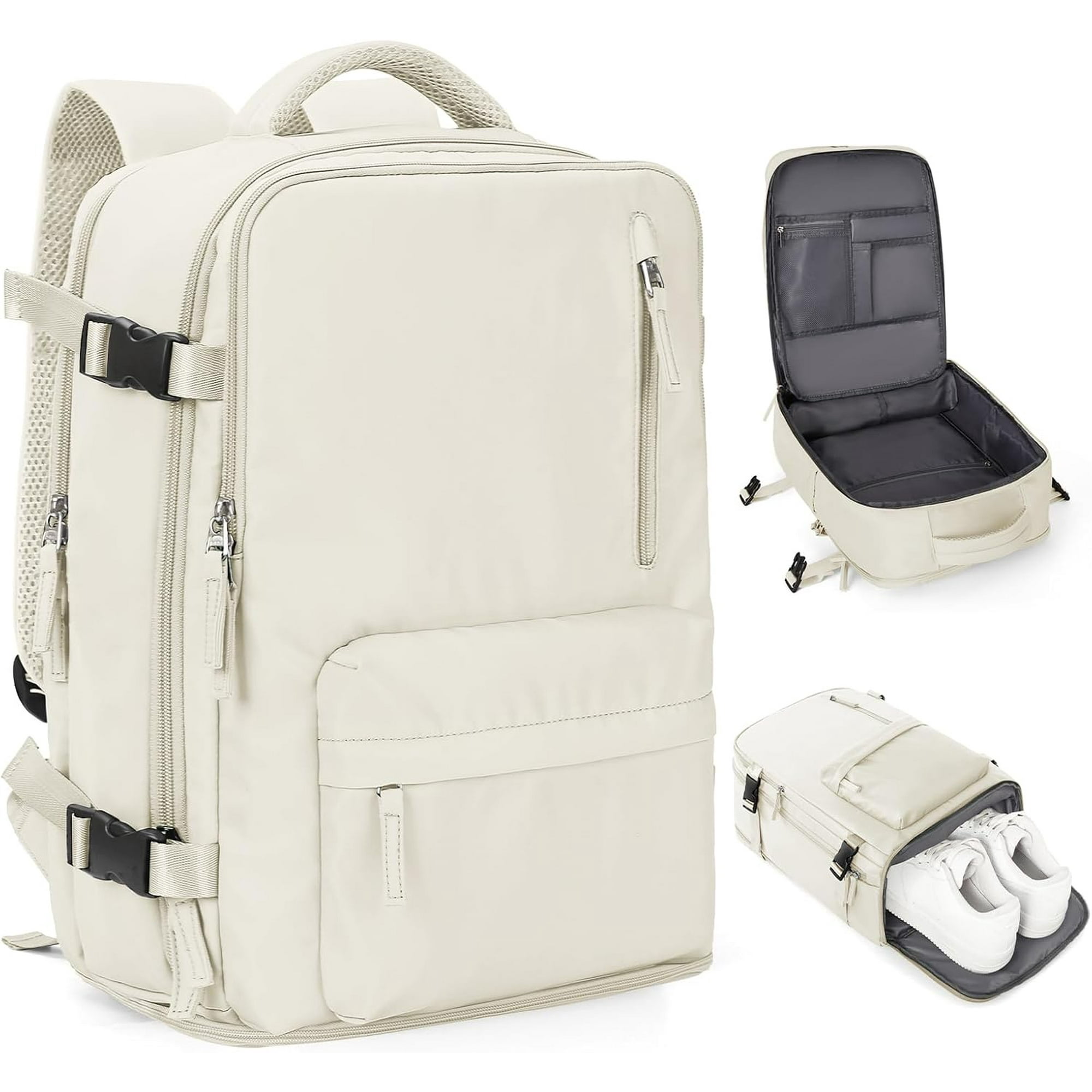 Genérica - Mochila De Viaje Cabina Avión Impermeable 40lt Zapatos Usb, Beige, Puede Separar Zonas Húmedas Y Secas, Con Compartimento Independiente Para Zapatos.