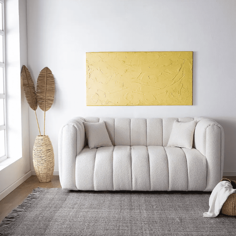 Muebleria S&s - Sofá Luna 2 Cuerpos Boucle Blanco Invierno