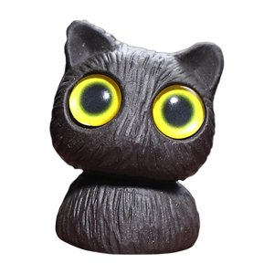 Bothyi - Estatua De Gato En Miniatura, Figura Artística, Mascota De Té Para Estantería De Sala De Estar, Salón De Té, Ojos Amarillos