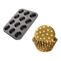Genérico - Molde 12 Cupcakes + 100 Capsula Para Hornear Lunares 8Cm