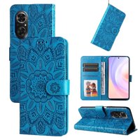 Funda Tipo Cartera Foxdock Para Huawei Nova 9 Se , Diseño Girasol En Relieve, Cuero Pu, Cierre Magnético, Soporte Y Tarjetero