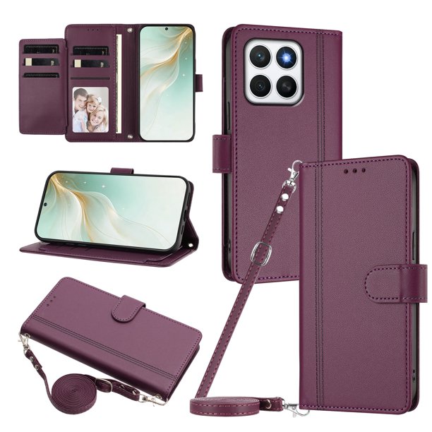 Funda Cartera para Honor X8C 4G con Bolsillo para Billetes, Morado Oscuro