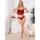 thumbnail image 2 of INSPIRE CHIC Braguitas de Satén de Cintura Baja para Mujer con Encaje Floral Talla Grande Rojo Vino, 2 of 4