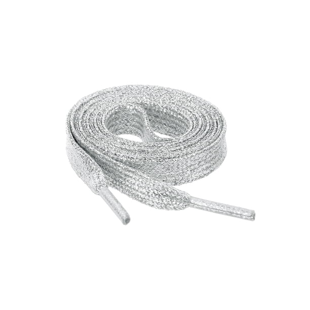 INSPIRE CHIC Cordones metálicos planos unisex de 1 cm de ancho con brillo y destello para reemplazo en zapatillas y botas 110 cm/43.31" Plata