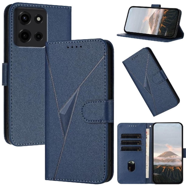 Funda Cartera Fibra de Carbono para Motorola MOTO G 5G 2025 con Soporte y Cierre Magnético Azul