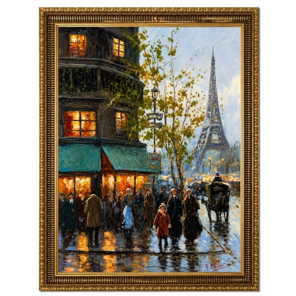 Parisino – Pintura al Óleo sobre Tela, Estilo Impresionista Reacondicionado
