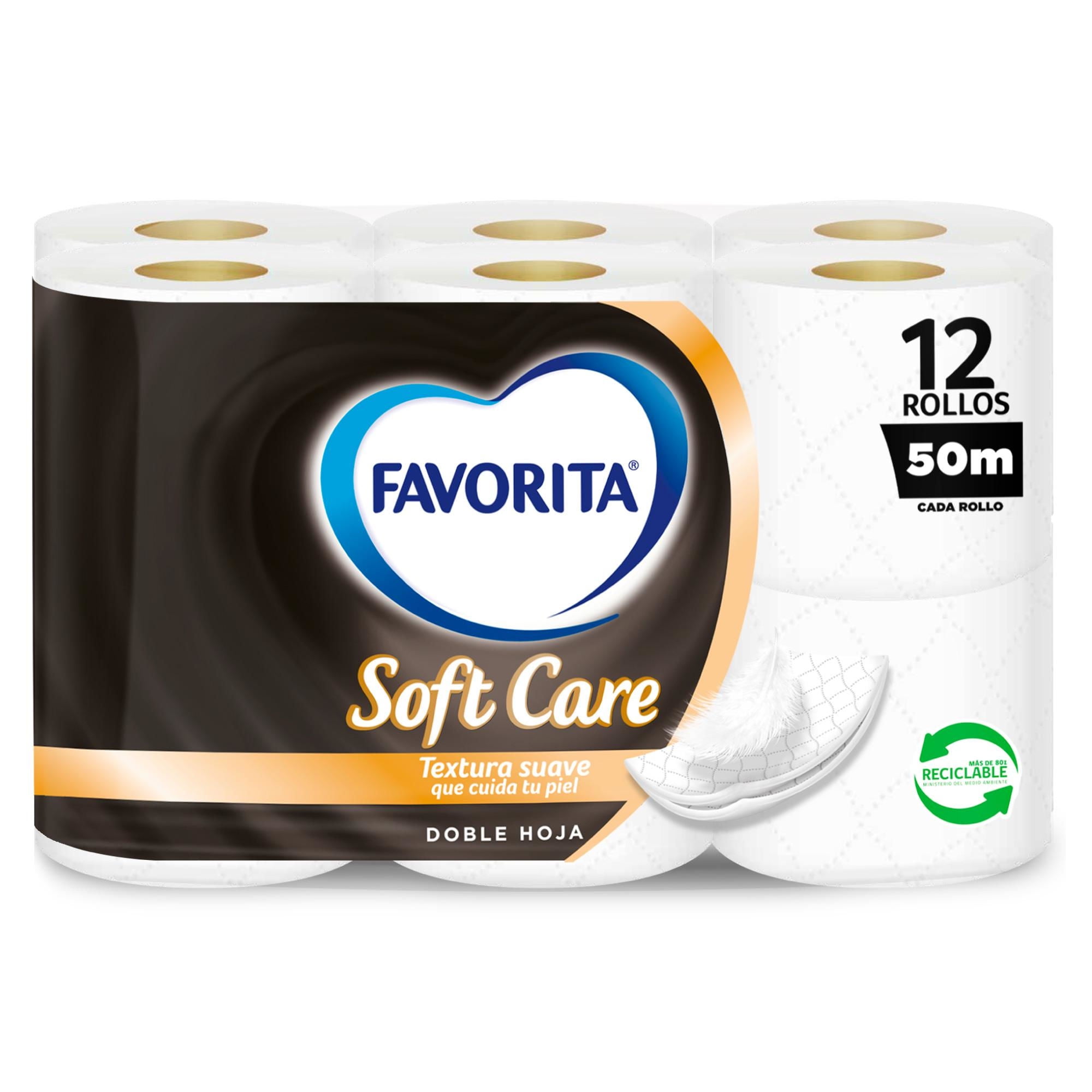 Papel Higiénico Soft Care Doble Hoja 50 Metros 12 Un Favorita
