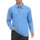 thumbnail image 5 of Camisas Polo de Hombre con Tapeta de Contraste, Botón, Cuello con Bolsillo, Mangas Largas, 3XL Azul, 5 of 6