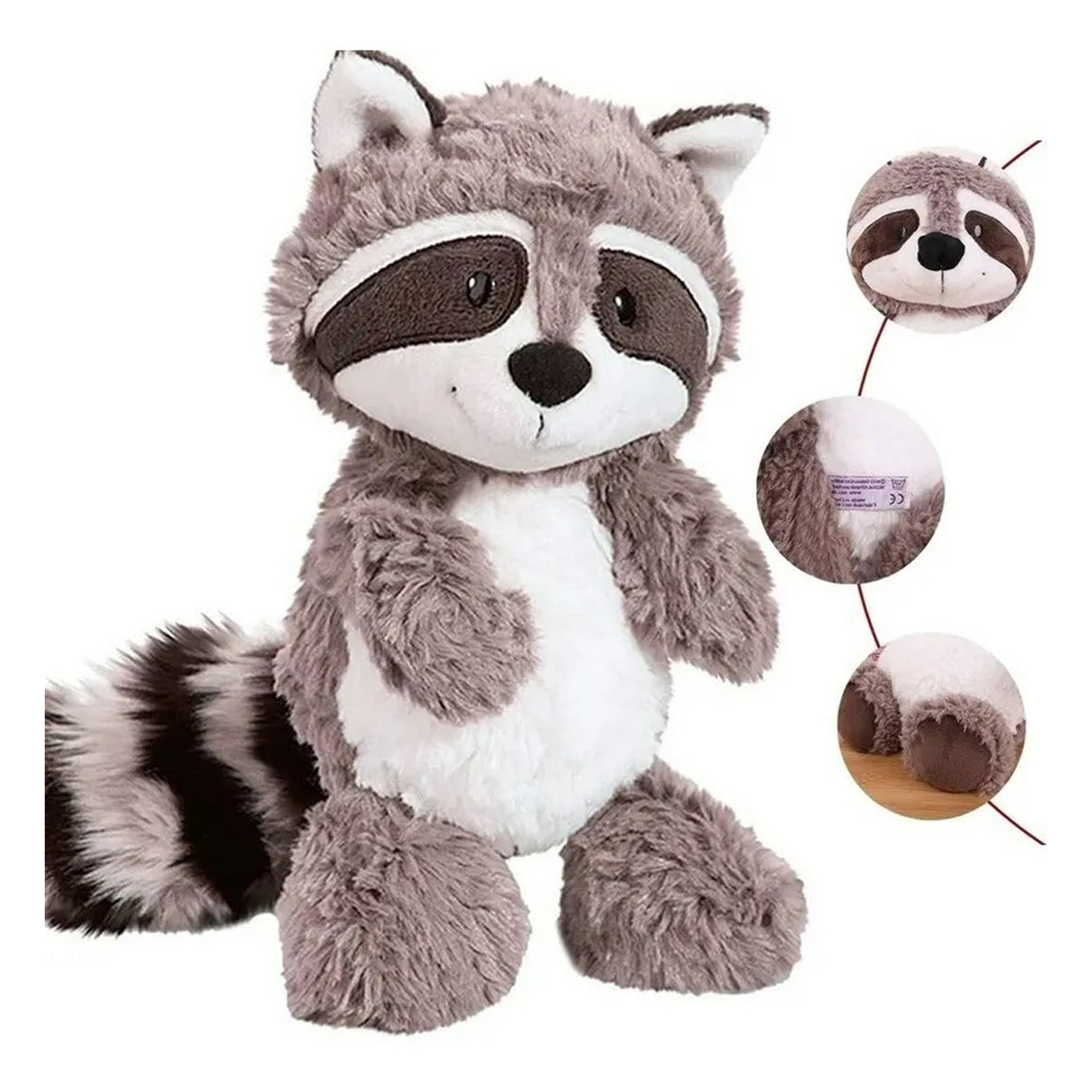 Genérica - Peluche Mapache Gris Encantador Mapache Lindo Suave Muñeco 28cm
