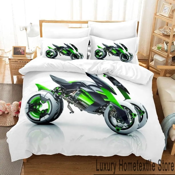 Kawasaki Motors Bedding Set,Duvet Cover Comforter Bed Set Quilt Cover Pillowcase, Boys Girls Adults Bed Sheets