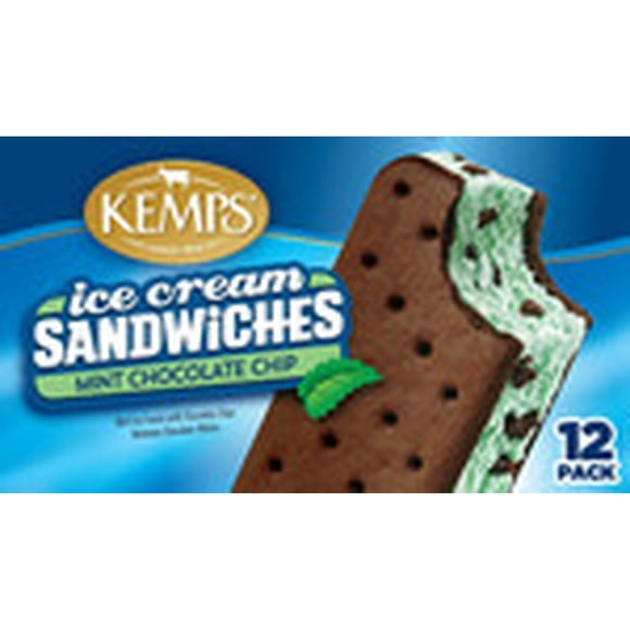 Helado Kemps Menta Chips Sandwich 12P, 756 g