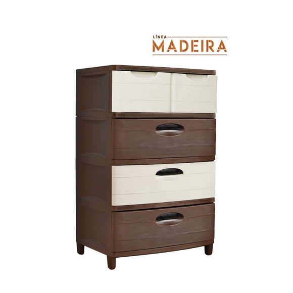 Cajonera super madeira duo 4 niveles beige 104x47,5x65 cm