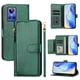 thumbnail image 1 of Funda tipo cartera para REALME GT NEO 3 con bolsillo con cremallera, tarjetero, soporte, correa para la muñeca y tapa de cuero verde, 1 of 5