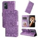 thumbnail image 3 of Funda tipo cartera FOXDOCK para Realme 9i , diseño girasol en relieve, cuero PU, cierre magnético, soporte y tarjetero, 3 of 5