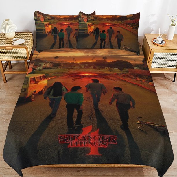 Stranger-Things Stranger-Things Bedding Set Sheet Set for Kids Adults,All Season Lightweight