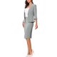 thumbnail image 4 of INSPIRE CHIC Conjunto de Traje de Mujer de 2 Piezas para Regreso a Clases para Maestras, Blazer sin Cuello de Manga 3/4 y Falda Lápiz de Cintura Alta, Conjunto de Trabajo Gris L, 4 of 6
