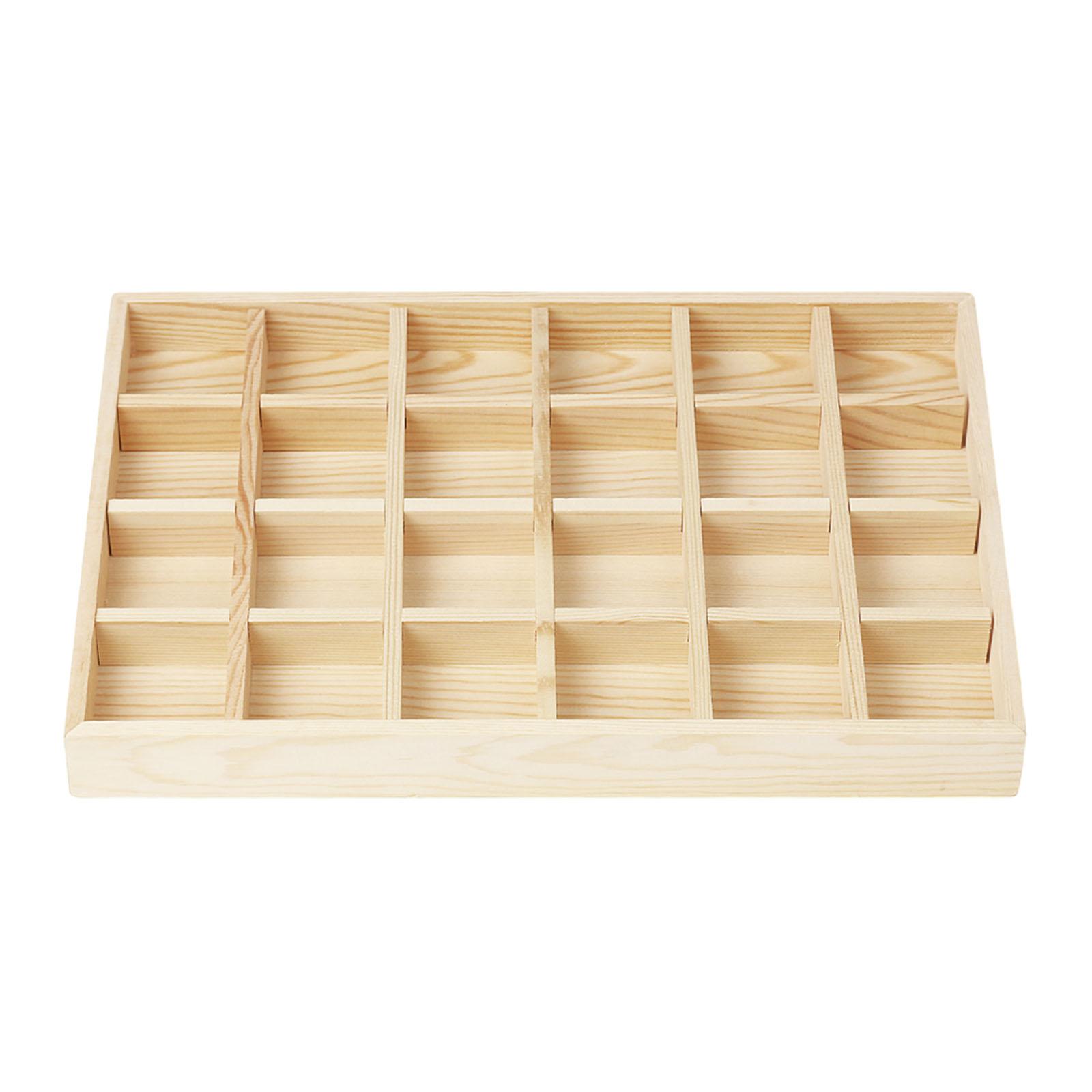Magideal - Caja De Bandeja Para Joyería, Estuche De Exposición Para Joyería, Organizador De Joyería Elegante Y Práctico De Madera, Almacenamiento De Joyería Para 24 Rejillas