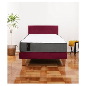 Latam Home - Cama Europea Zen Best 1.5 Plaza Tela Velvet Burdeo + Respaldo
