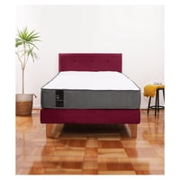 Latam Home - Cama Europea Zen Best 1.5 Plaza Colchon Resortes Base Dividida + Respaldo Tela Burdeo