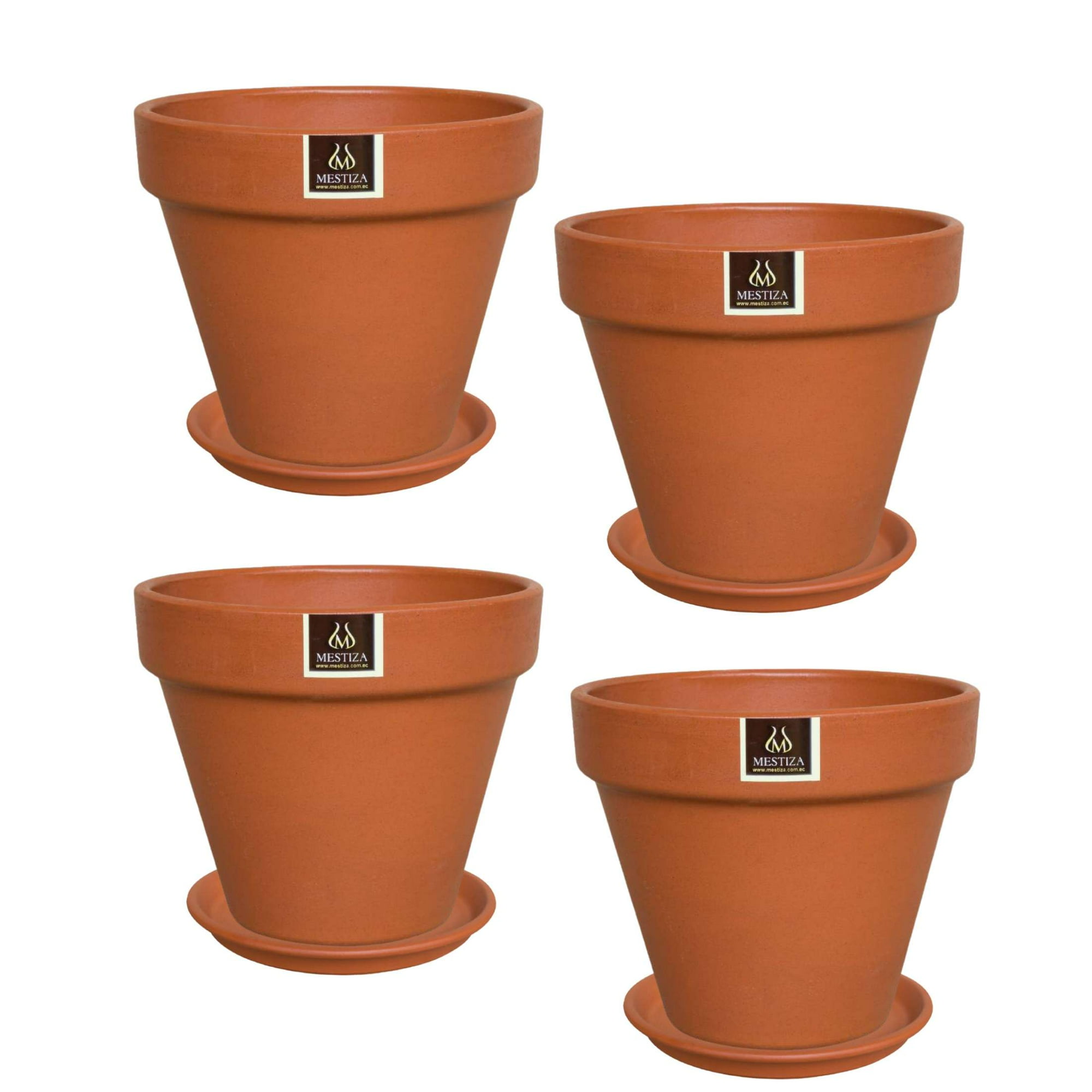 Pottery - Set De 4 Maceta Kony 19cm Terracota Y Sus Platos