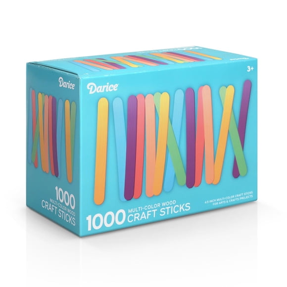 Craft Supplies Darice, 1000 palitos de helado de colores, 4.5 unidades