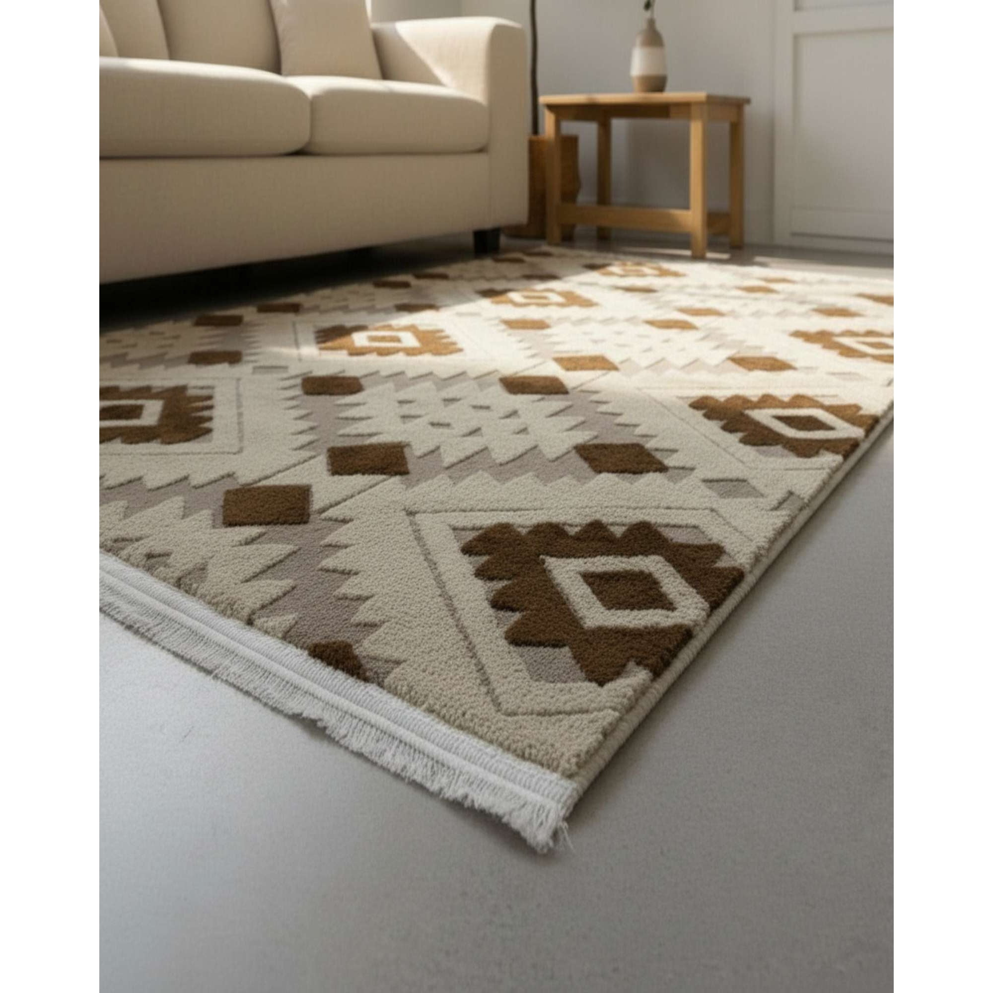 Feiya - Alfombra Con Relieve Diseño Jacquard Antideslizante 180x200 Cm