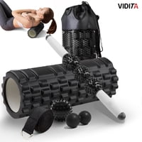 Vidita - 6Pcs Rodillo Set Completo Elongacion Masaje Roller Foam Yoga Negro