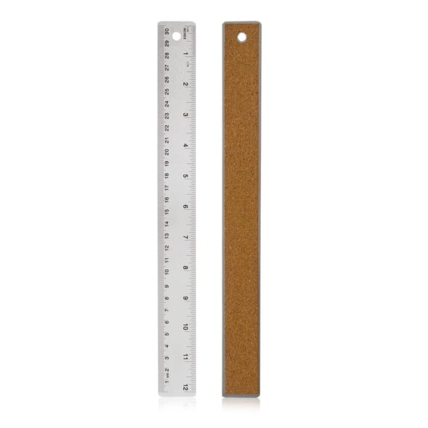 Regla de acero inoxidable de casi 30,5 cm y 12 pulgadas con parte trasera de corcho antideslizante