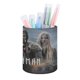 thumbnail image 1 of El Hombre del Norte-theme Cylinder Pen Holder Pencil Organizer with Flannel Lining PVC Leather Material Cardboard Base for study work 10*8CM, 1 of 6