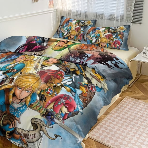 The Legend of Zelda Print Bedding Set Pattern Duvet Cove Set 3 Pieces 1 Quilt Cover And 2 Pillowcases for Women Men Teens