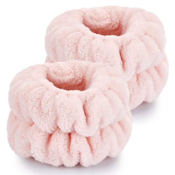 Pulseras Dorbetar de microfibra para lavarse la cara, color rosa pálido