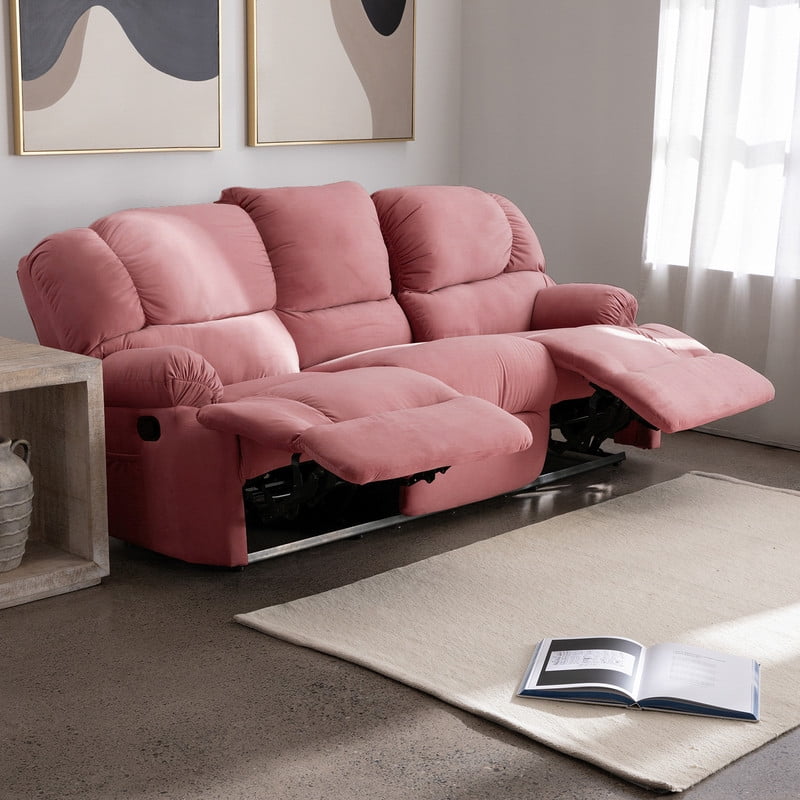 Latam Home - Bergere Perugia Reclinable 3 Cuerpos Tela Velvet Palo Rosa
