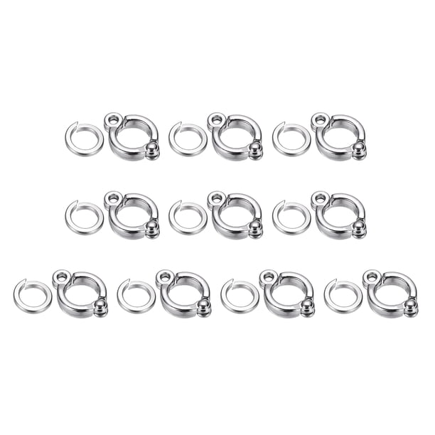 Uxcell Anillos para Patas de Pájaros, Anillo de Pierna de Metal para Loro Actividad de Entrenamiento de Vuelo al Aire Libre Clip de Apertura Accesorios 8.5mm/0.33" ID, (Tono Plateado, 10 Conjuntos)